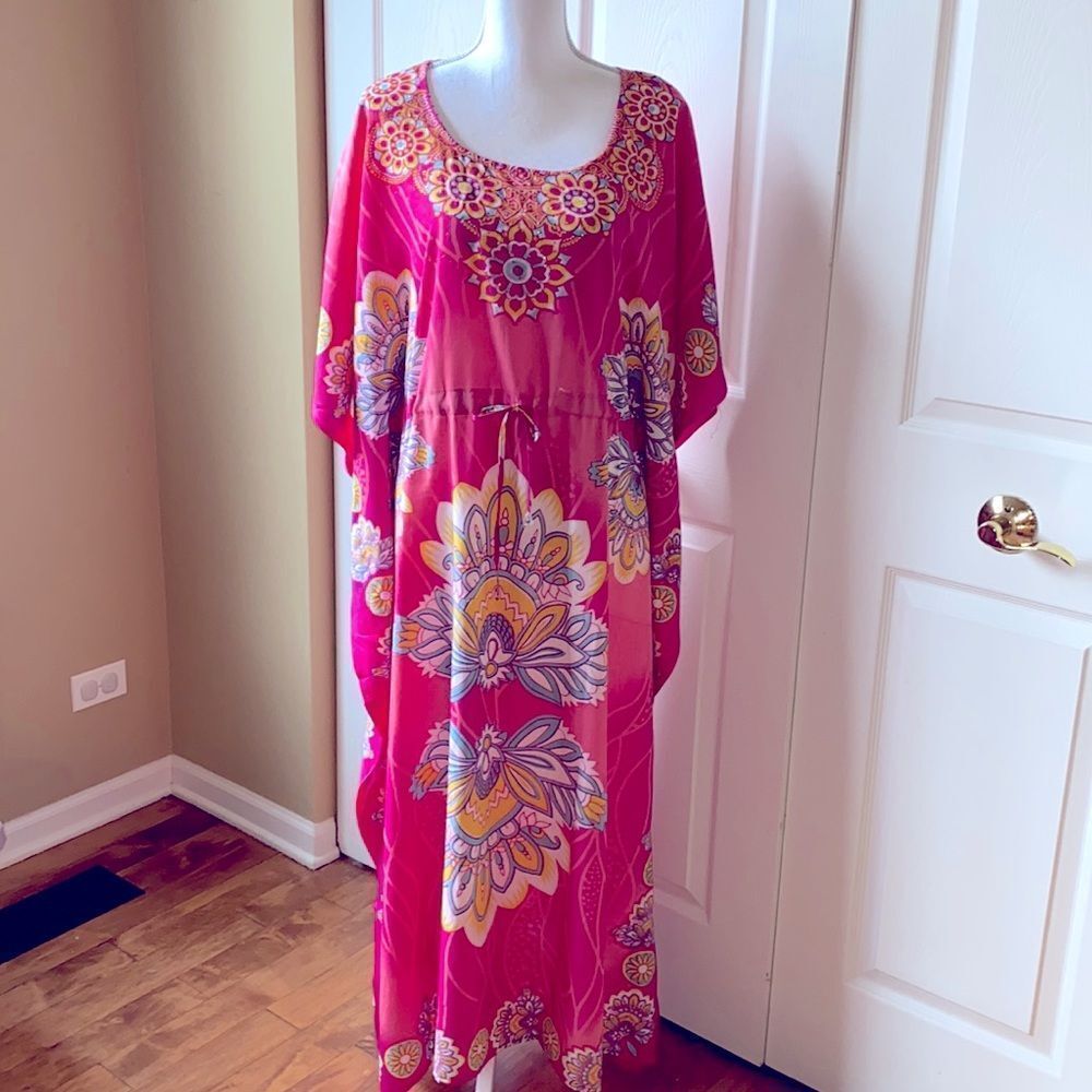 California Woman Caftan Coverup Mumu Maxi Dress One Size